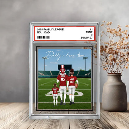 Father's Day Gift, Football No. 1 Dad Man & Family Trading Card 2D, Personalized Acrylic Block Plaque, Father's Day Gift for Football Dad