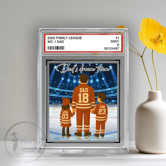 Hockey No. 1 Dad Personalized Trading Card Acrylic Block Plaque, Custom Father's Day Gift from Kid, Sport Dad Keepsake, Dad & KidS Decor