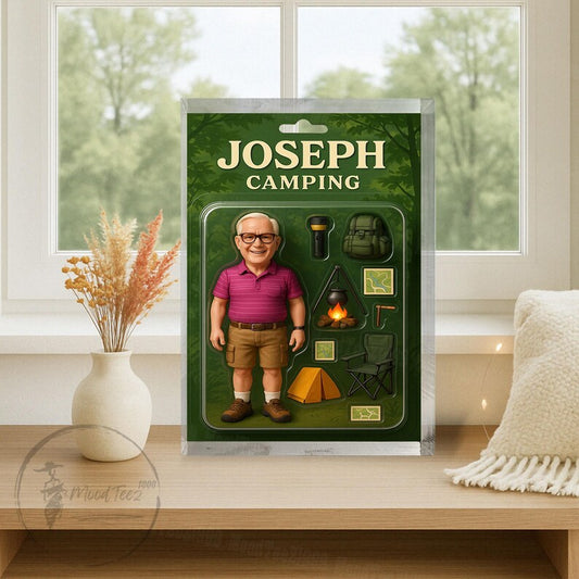 2D Effect Camping Dad Custom Figure Personalized Flat Rectangle Acrylic Block Plaque, Gift For Dad, Father's Day Gifts for Husband