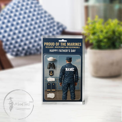 Custom Navy Figurine Keepsake, Father's Day Military Display Decor for Dad, Personalized Marine Acrylic Block Gift, Military Dad