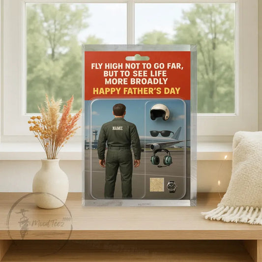 Custom Pilot Action Figure Acrylic Block For Dad, A Unique Father's Day Gift Honoring His Love For Flight, Adventure,And Life’s Broader View