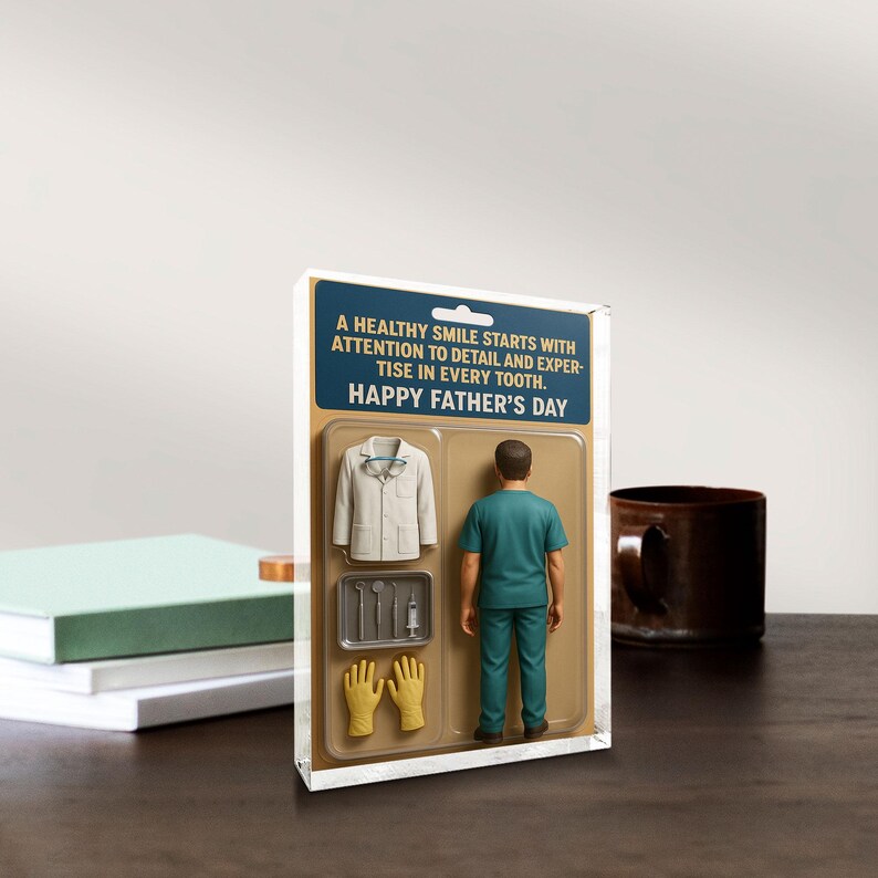 Personalized Dentist Dad Acrylic Block – Father’s Day Gift for Dental Hero | Custom Tooth Tools & Lab Coat Keepsake for Smile Maker Dad