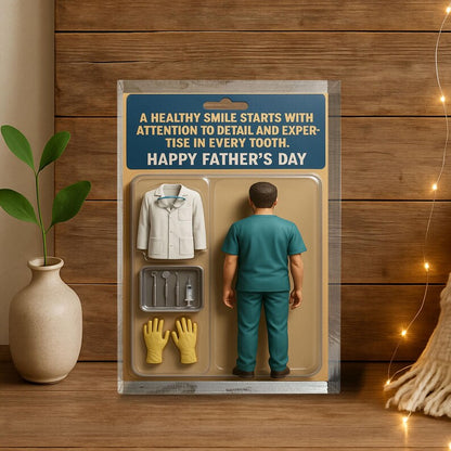 Personalized Dentist Dad Acrylic Block – Father’s Day Gift for Dental Hero | Custom Tooth Tools & Lab Coat Keepsake for Smile Maker Dad