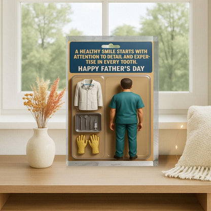 Personalized Dentist Dad Acrylic Block – Father’s Day Gift for Dental Hero | Custom Tooth Tools & Lab Coat Keepsake for Smile Maker Dad