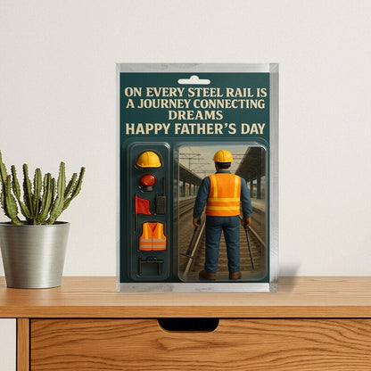 Personalized Railroad Dad Acrylic Block – Father’s Day Gift for Railway Worker | Steel Rail Journey Display Keepsake for Engineer