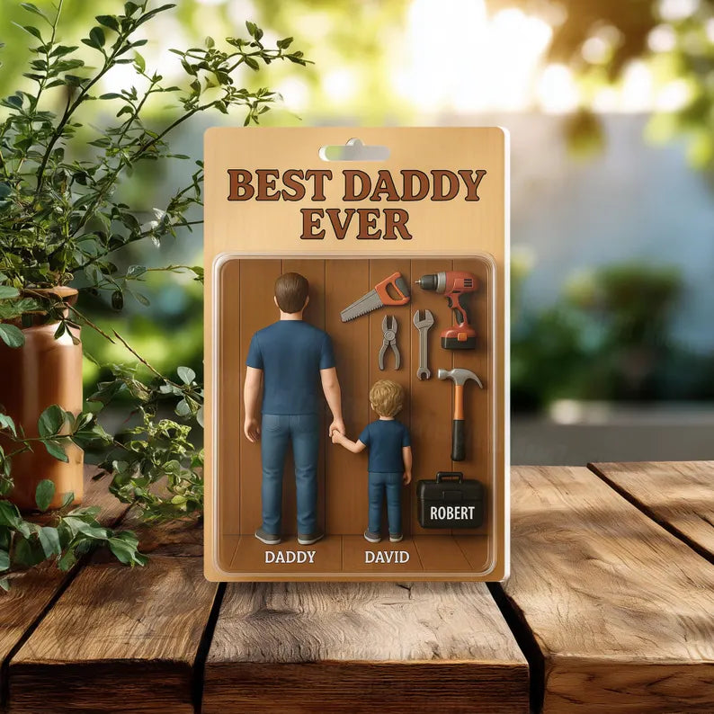 Personalized Best Daddy Ever Acrylic Block Plaque, Father's Day Gift for Daddy, Gift for Husband, Dad Loves Tools, Daddy with Kids &Tools