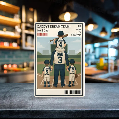 Baseball No. 1 Dad Grandpa Man & Kids Trading Card Style Personalized Acrylic Block Plaque, Father's Day Gift for Baseball Dad, Husband