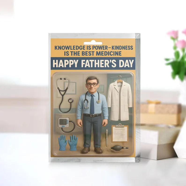Personalized Father’s Day Gift – Doctor Dad Acrylic Block – Custom Medical Keepsake for Physician Father – Unique Gift from Kids or Wife