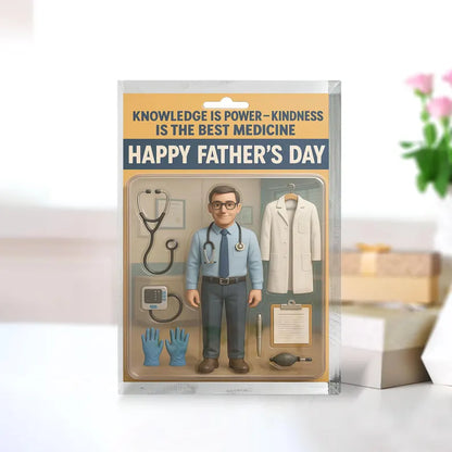 Personalized Father’s Day Gift – Doctor Dad Acrylic Block – Custom Medical Keepsake for Physician Father – Unique Gift from Kids or Wife