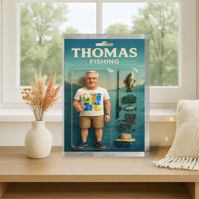 Personalized Fishing Gift for Dad or Grandpa – Custom Acrylic Block with Name – Funny Keepsake for Fisherman – Father’s Day or Birthday Gift