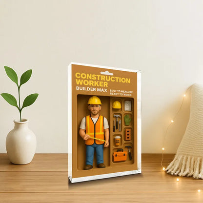 Personalized Construction Worker Action Figure with Realistic Tools and Accessories, Built to Measure, Ready to Work,Perfect Gift for Father
