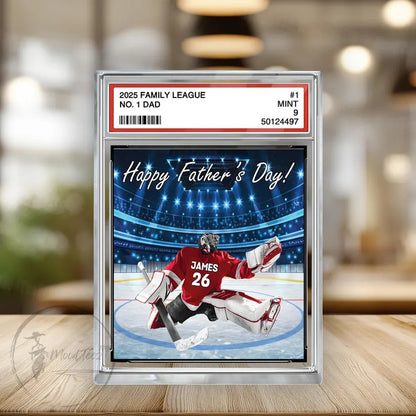 Hockey No. 1 Family Dad Personalized Trading Card Acrylic Block Plaque,Father's Day Gift For Hockey Lover,Hockey Player,Gift For Husband