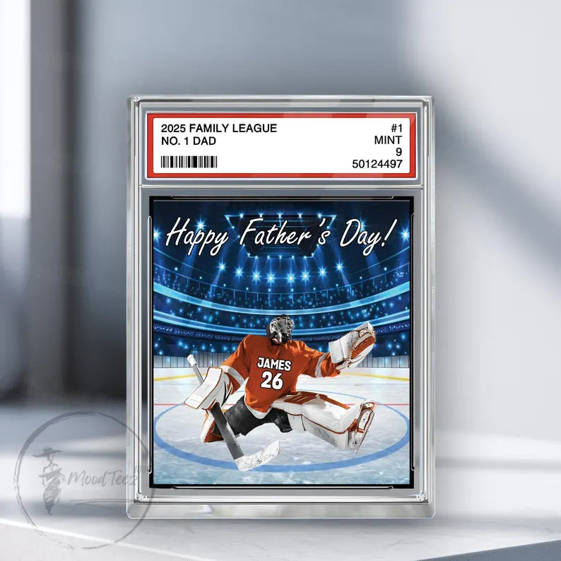 Hockey No. 1 Family Dad Personalized Trading Card Acrylic Block Plaque,Father's Day Gift For Hockey Lover,Hockey Player,Gift For Husband