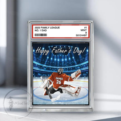 Hockey No. 1 Family Dad Personalized Trading Card Acrylic Block Plaque,Father's Day Gift For Hockey Lover,Hockey Player,Gift For Husband