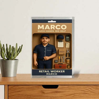 Personalized Retail Worker Gift – Custom Acrylic Block Honoring Store Staff & Team Members – Appreciation Display for Frontline Heroes
