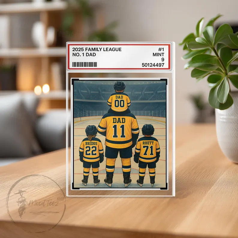 Hockey No. 1 Dad Personalized Trading Card Acrylic Block Plaque,, Hockey Player, Gift For Hockey Husband, Father's Day Gift For Hockey Lover 11
