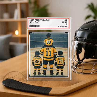 Hockey No. 1 Dad Personalized Trading Card Acrylic Block Plaque,, Hockey Player, Gift For Hockey Husband, Father's Day Gift For Hockey Lover 11