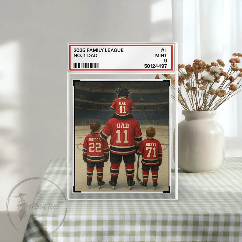 Hockey No. 1 Dad Personalized Trading Card Acrylic Block Plaque,, Hockey Player, Gift For Hockey Husband, Father's Day Gift For Hockey Lover 10
