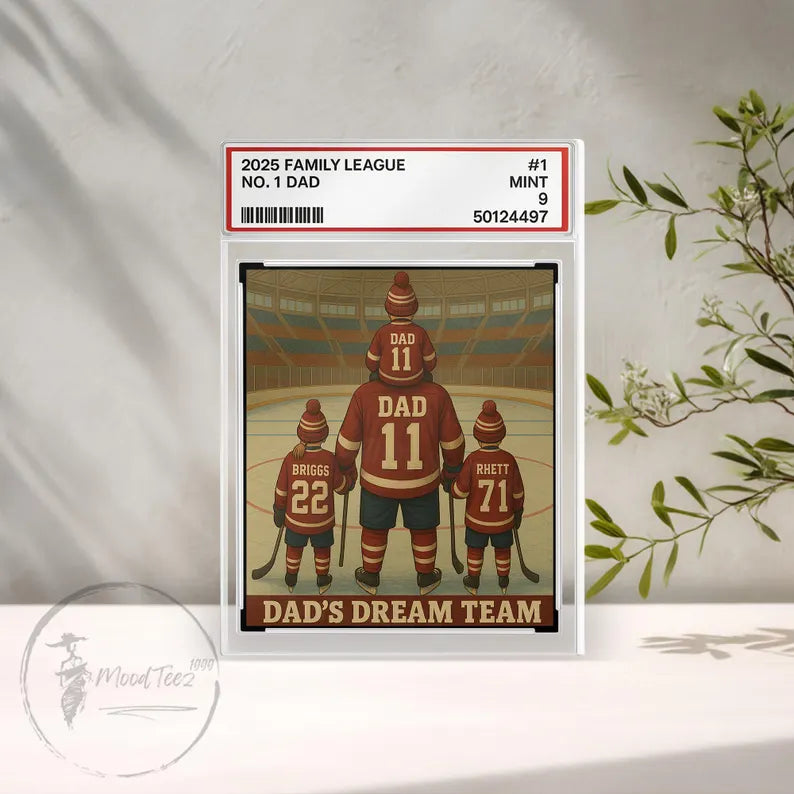 Hockey No. 1 Dad Personalized Trading Card Acrylic Block Plaque, Gift For Hockey Husband, Father's Day Gift For Hockey Lover, Hockey Player