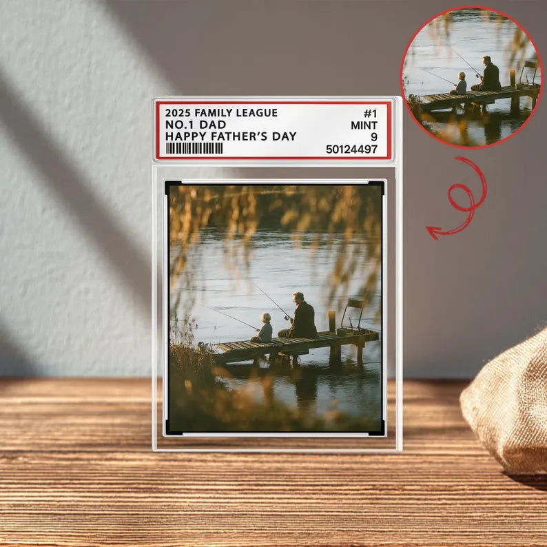 No.1 Dad Custom Fathers Day Gift For Dad, Photo Grandpa And Kids Action Figure Acrylic Block, Best Grandpa Ever Block Plaque,Gift For Daddy