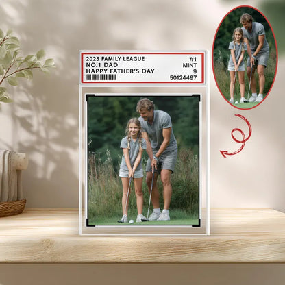 Custom Family League No. 1 Dad, Personalized Trading Card Acrylic Block Plaque, Custom Father's Day Gift For Dad Husband, Sport Dad Keepsake