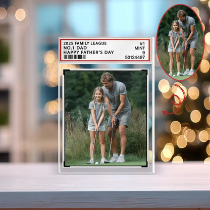 Custom Family League No. 1 Dad, Personalized Trading Card Acrylic Block Plaque, Custom Father's Day Gift For Dad Husband, Sport Dad Keepsake