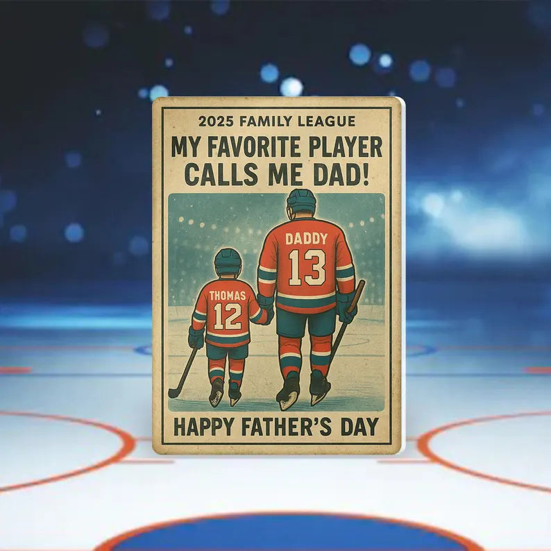 My Favorite Player Calls Me Dad - Personalized Hockey Acrylic Block Gift for Dad and Son - Custom Father's Day Keepsake 2025
