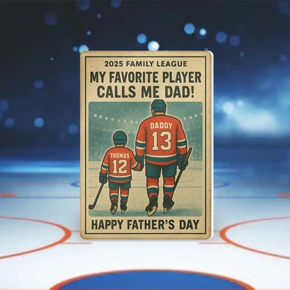 My Favorite Player Calls Me Dad - Personalized Hockey Acrylic Block Gift for Dad and Son - Custom Father's Day Keepsake 2025
