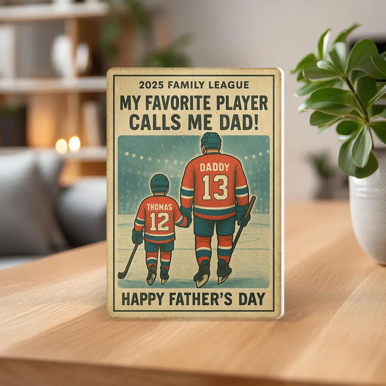 My Favorite Player Calls Me Dad - Personalized Hockey Acrylic Block Gift for Dad and Son - Custom Father's Day Keepsake 2025