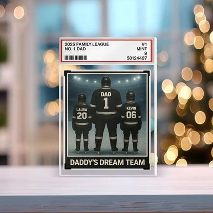 Daddy’s Dream Team Hockey Acrylic Block, Custom Gift for Dad with Kids’ Names - Personalized Father’s Day Sports Keepsake 2025, Gift For Dad