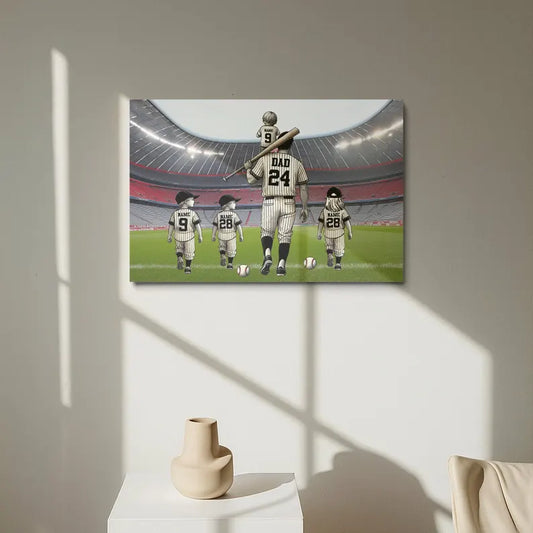 Retro Vintage Baseball Daddy's Dream Team Unframe 2D Canvas, Father's Day Gift for Dads, Baseball Dad Gift, Baseball dad lovers