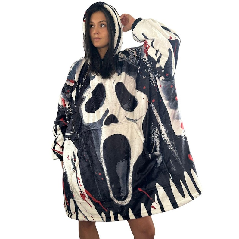 Horror Blanket Hoodie – Oversized Sherpa Hoodie unisex for Adults &Kids