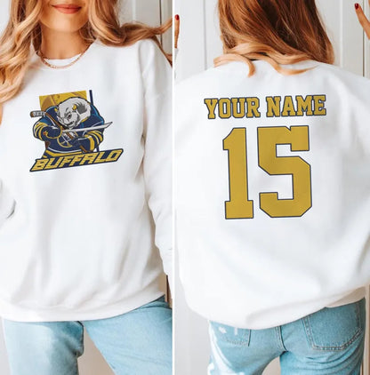 Embroidered Buffalo Hockey Sweatshirt, Football Sweatshirt, Hockey Team Shirt, Buffalo NHL Shirt, Gameday Sweatshirt, Retro Buffalo Hockey Fan Embroidered Shirt