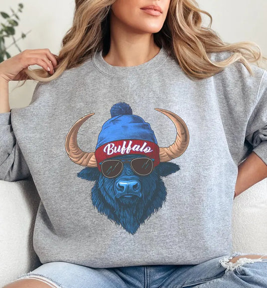 Buffalo Football Sweatshirt, Retro Sports Fan Shirt, Trendy Game Day Gift Tee, Buffalo Mascot Sweatshirt, Buffalo Football Fan Shirt