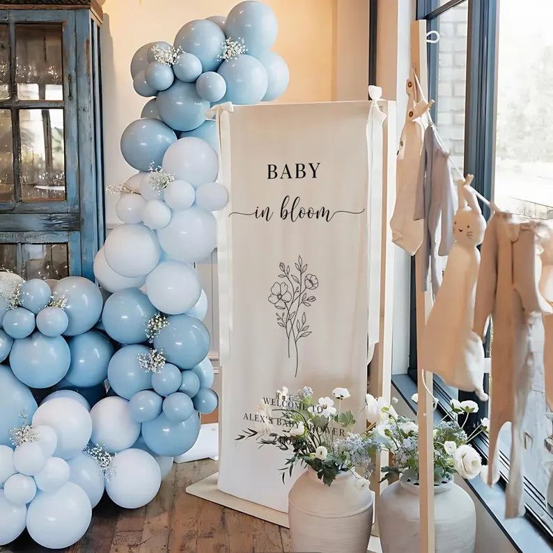 Personalized Baby Shower Fabric Banner, Baby in Bloom Welcome Sign, Fabric Baby Shower Sign, Baby Shower Welcome Sign, Oh Baby Welcome Sign