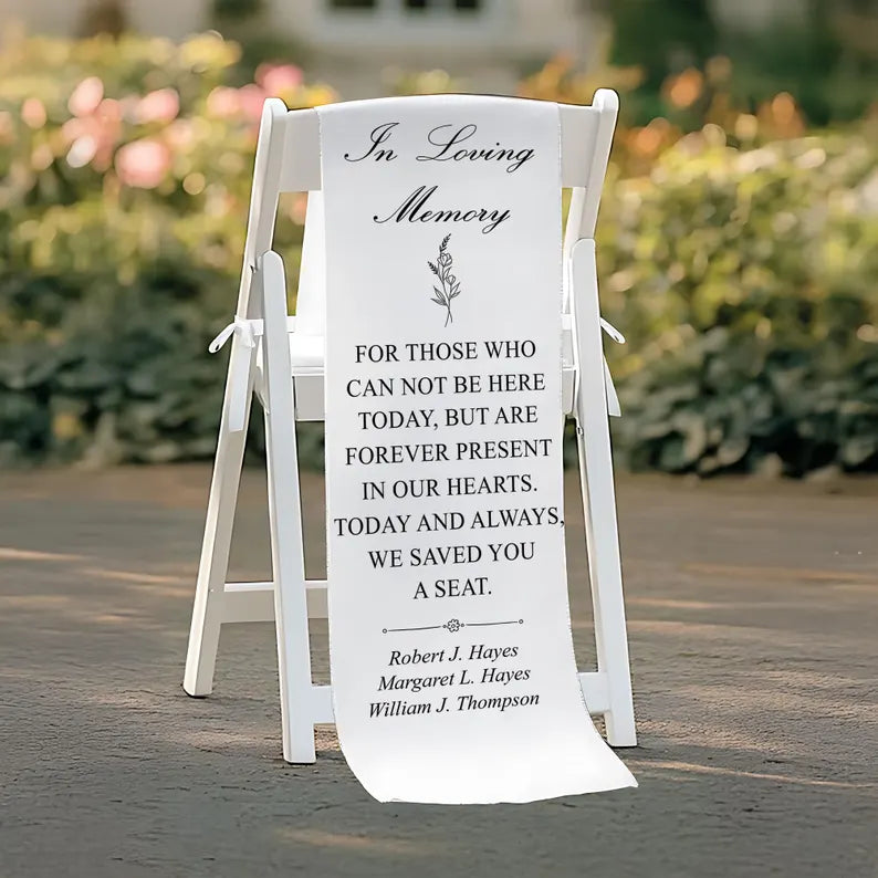 Personalized Loving Memory Wedding Sign, Custom Memorial Wedding Sign, Wedding Chair Banner In Memory Of Loved Ones,Personalized Fabric Sign