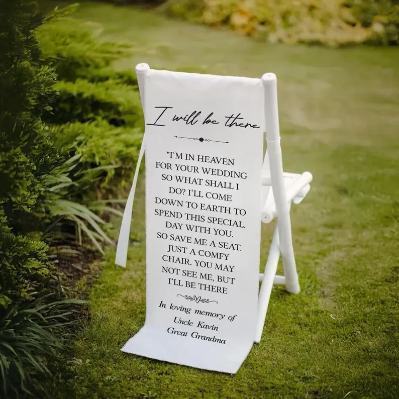 In Loving Memory Wedding Chair Sign, Custom Memorial Wedding Sign, Wedding Chair Banner In Memory Of Loved Ones, Personalized Fabric Sign