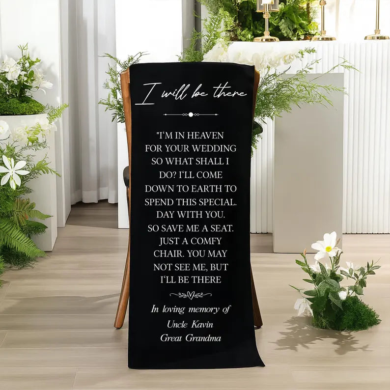 In Loving Memory Wedding Chair Sign, Custom Memorial Wedding Sign, Wedding Chair Banner In Memory Of Loved Ones, Personalized Fabric Sign