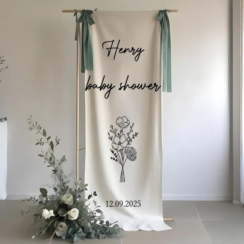 Custom Baby Shower Sign, Personalized Party Baby Shower Sign, Fabric Baby Shower Sign, Hello Baby Sign, Baby Shower Decor, Baby Shower Sign