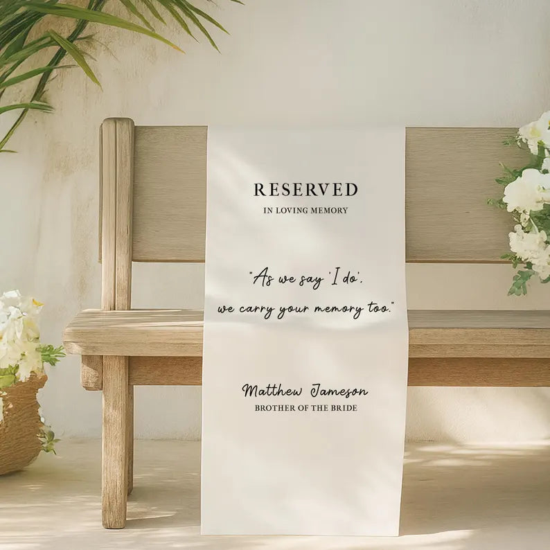 Memorial Wedding Chair Sign – Reserved Seat in Loving Memory of Loved One – Personalized Remembrance Banner for Ceremony – Custom Tribute