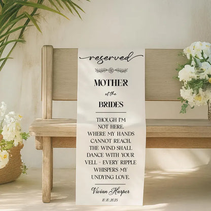 Reserved Wedding Banner, Personalized Fabric Sign, Wedding Chair Reserved Sign, Custom Memorial Wedding Sign, Memorial Chair Sign