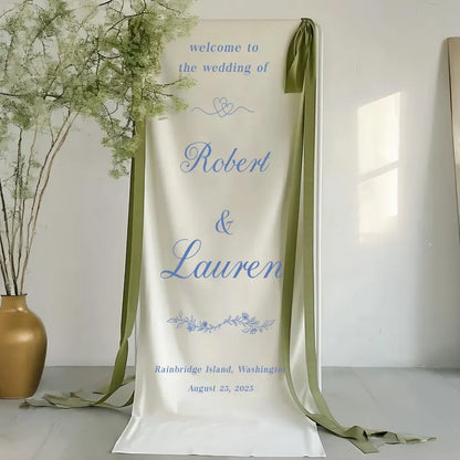 Personalised Wedding Welcome Sign, Fabric Wedding Welcome Sign, Fabric Sign, Custom Banner Wedding Signs, Coastal Ceremony, Wedding Decor
