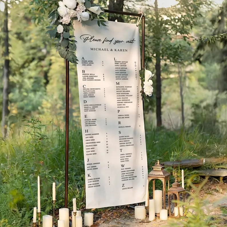 Personalized Wedding Chart, Wedding Seating Chart Sign, Custom Alphabetical Guest List Banner, Please Find Your Seat Sign, Reception Decor