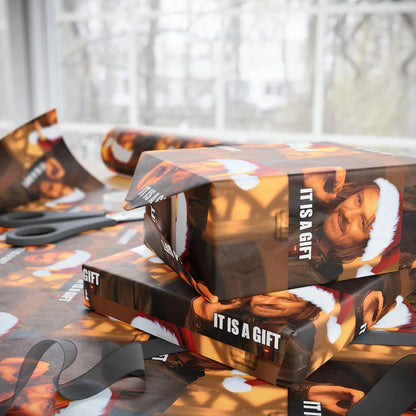 Boromir It Is A Gift Christmas Wrapping Paper, LOTR Gift Wrap, Funny Secret Santa Gift Wrap, Boromir Santa Hat Christmas Idea