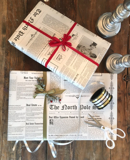 The North Pole Newspaper Gift Wrap Sheets from Santa on Christmas Eco-friendly PLASTIC FREE wrapping paper