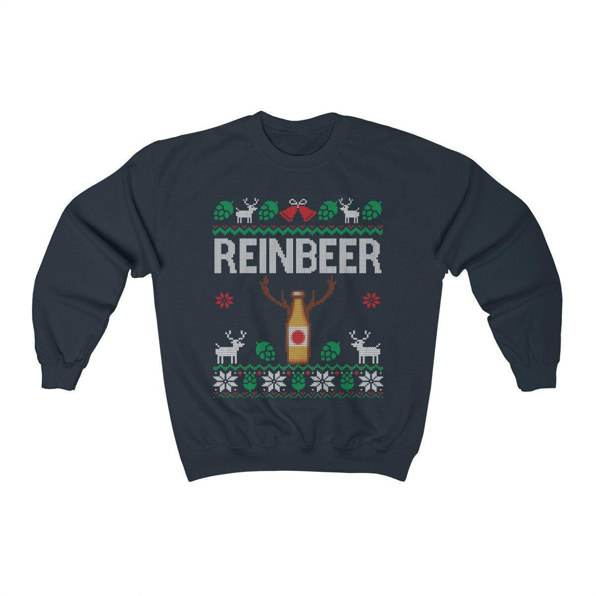 Reinbeer Beer Christmas Sweatshirt for Him, Craft Beer Lover Gift for Men, Xmas Party Drinking Shirt, Holiday Clothes Homebrewing Unisex