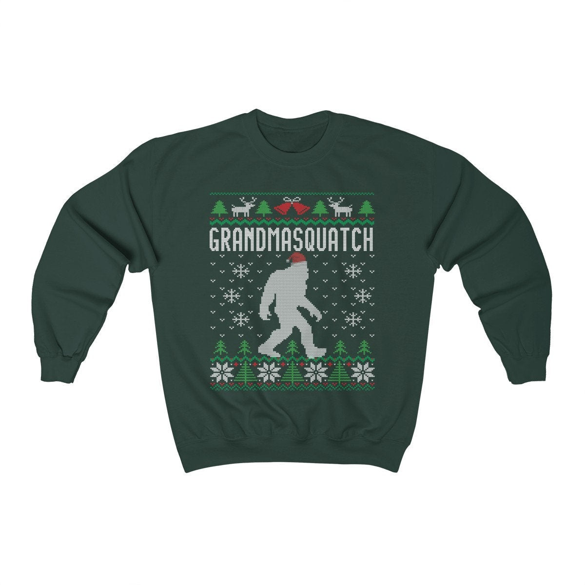 Matching Family Ugly Christmas For Grandma Santa Hat Sasquatch Shirt Xmas Bigfoot Sweatshirt Unisex Heavy Blend Crewne