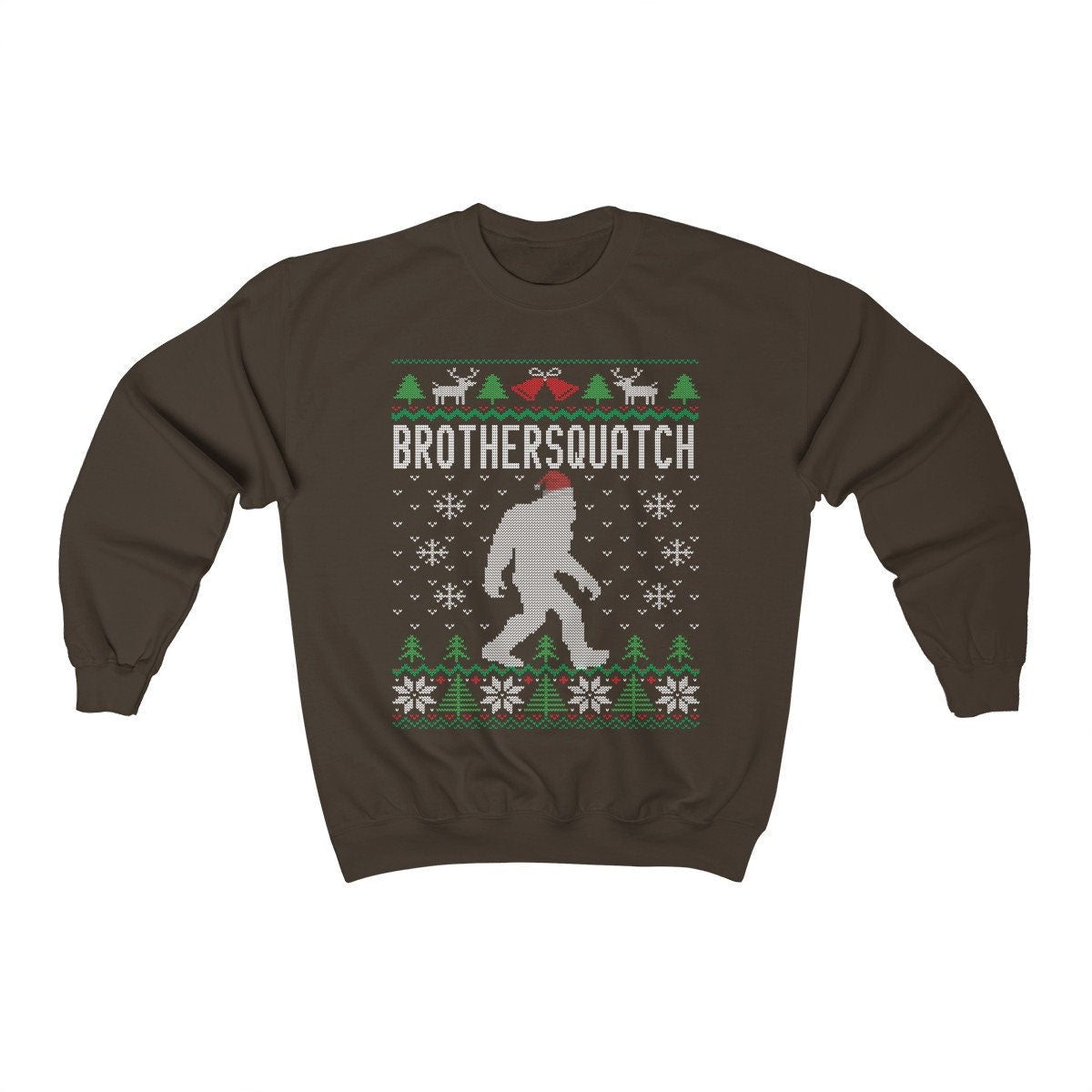 Matching Family Ugly Christmas For Brother Santa Hat Sasquatch Shirt Xmas Bigfoot Sweatshirt Unisex Heavy Blend Crewnec