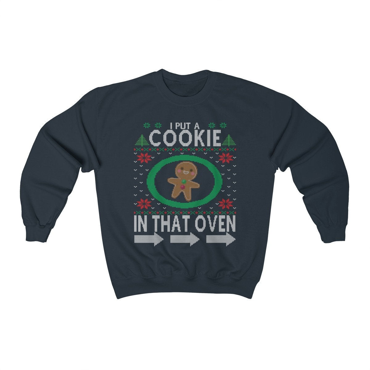 Funny Pregnancy Announcement Ugly Christmas Matching Couple Shirt Expecting Dad To Be I Put A Cookie In That Oven
