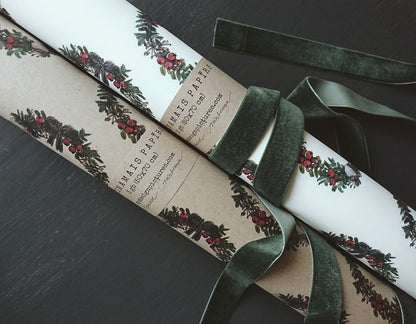 Christmas Wreath Wrapping paper, Christmas Gift Wrap, Rustic Christmas Wrap, Watercolour Christmas Gift Warp, Xmas Wrapping paper, gift